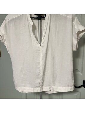 Cream Blouse with Cuffed Sleeves and Mandarin Collar